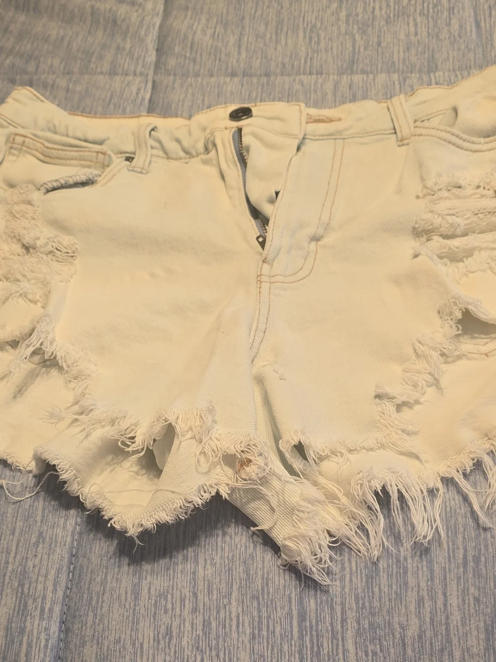 Kendall & Kylie Distressed White Denim Cutoff Shorts